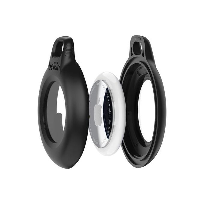 Belkin MSC015BTBK Supporto per AirTag Impermeabile con Portachiavi 4 Pezzi Materiale in Plastica Riciclabile Resistente a Urto e Graffi colore Nero