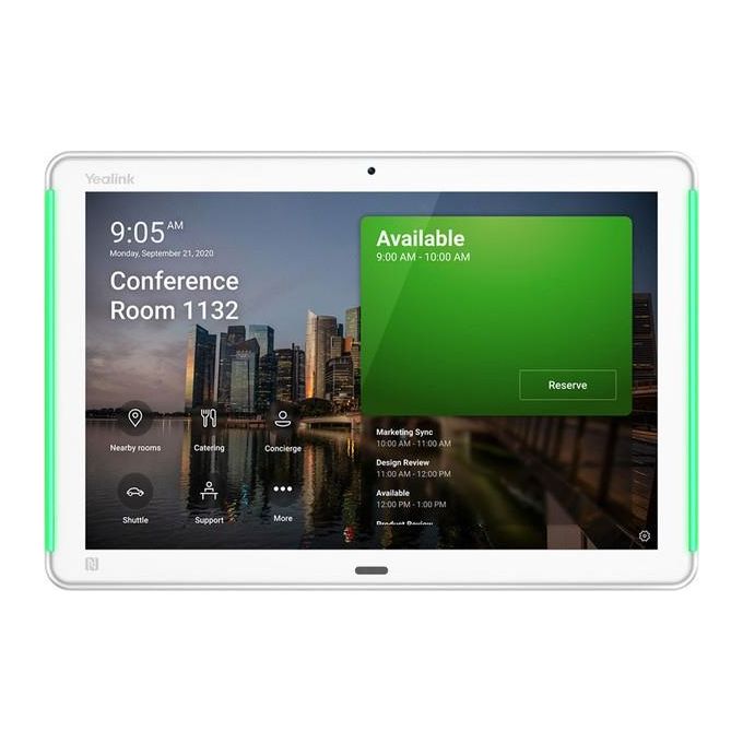 Yealink 1303117 RoomPanel Plus Pannello Sala Riunioni 10.1'' Android 9.0 Touch Wi-Fi Bluetooth NFC PoE LED RGB