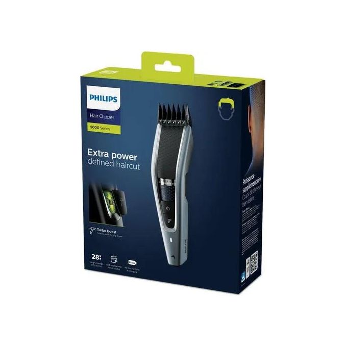 Philips HC5630-15 Serie 5000 Regolacapelli DualCut Trim-n-Flow Pro 28 impostazioni lame acciaio inox autonomia 90 min lavabile colore Nero Argento