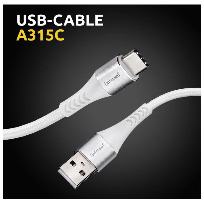 Intenso Cavo-USB A315C Nylon 1.5mt Bianco USB-A - USB-C 60W