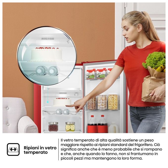 Hisense RR220D4ERE Frigorifero Monoporta 165 L 126.5 cm Classe E 37 dB Congelatore 4 Stelle LED colore Rosso