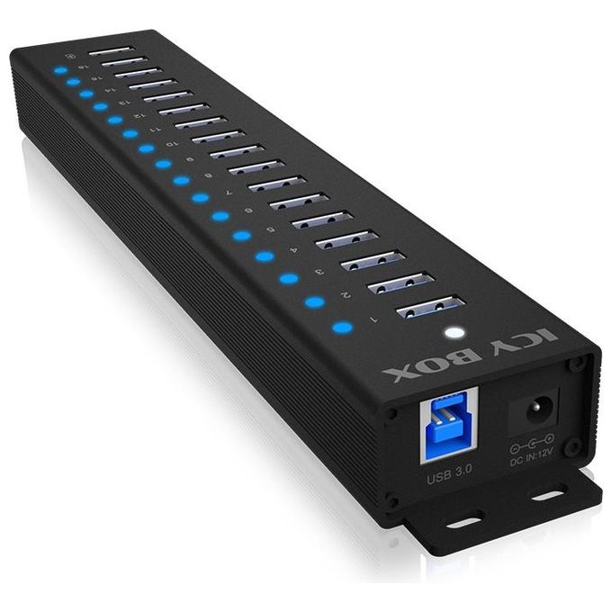 ICY BOX 60994 IB-HUB1717-U3 Hub USB 3.2 Gen 1 con 17 Porte Type-A 5 Gbit-s Alimentatore Incluso colore Nero
