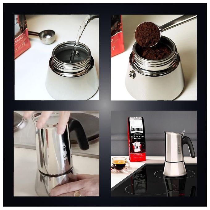 Bialetti New Venus Caffettiera in Acciaio Inox Non Adatta all'Induzione 2 Tazze Argento