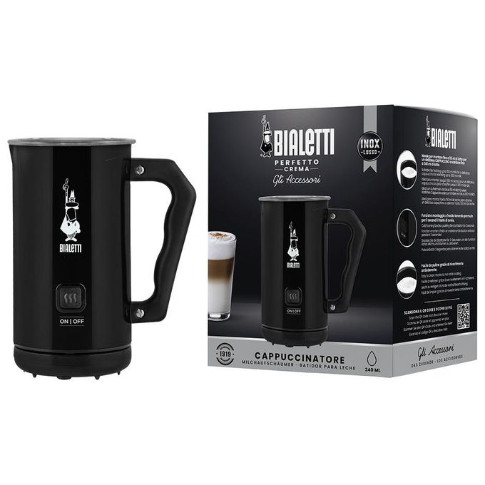 Bialetti Milk Frother Elettrico Montalatte per Cappuccino Nero