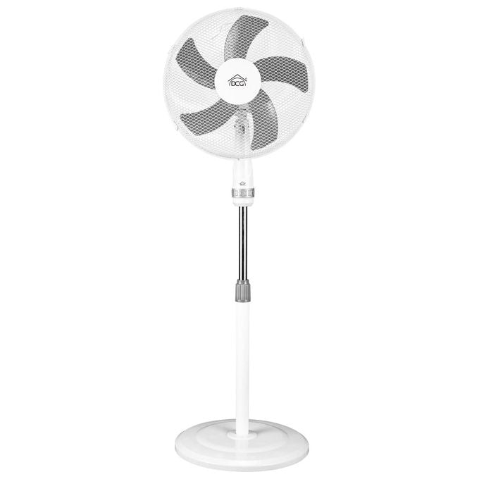 DCG VE1640 Ventilatore a Piantana 40 cm 5 Pale 3 Velocita' Oscillante Altezza Regolabile 60 W colore Grigio Bianco