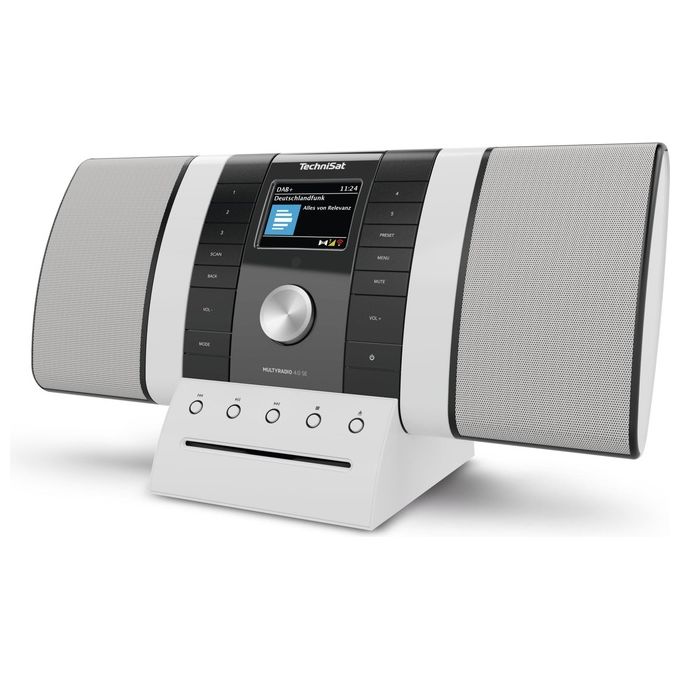 TechniSat 0001-3983 MULTYRADIO 4.0 SE Radio Internet da tavolo DAB+ FM WLAN Lettore CD Bluetooth Spotify Integrato Display 3,2'' colore Nero-Bianco