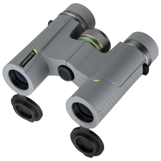 BRESSER 1331025 Wave Binocolo Tascabile Impermeabile 10x25 con Prismi BaK-4 Rivestimento Multistrato colore Grigio