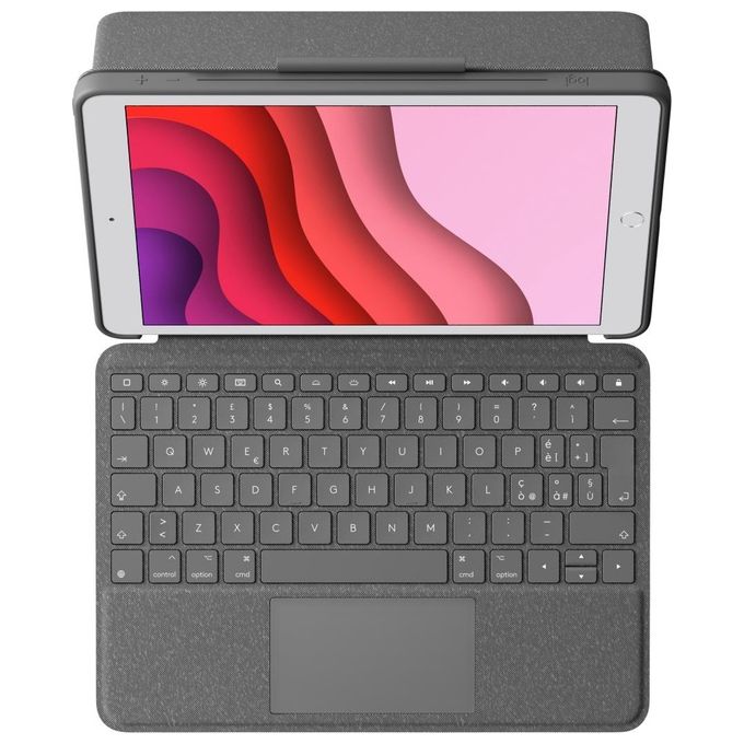 Logitech 920-009626 Combo Touch Custodia con Tastiera Retroilluminata Trackpad Smart Connector per iPad 7a 8a 9a gen Layout QWERTY Italiano colore Grafite