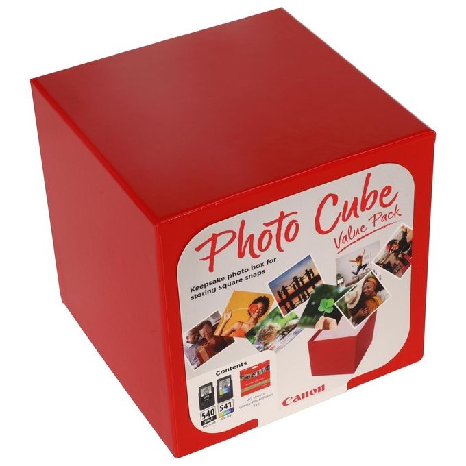 Canon 5225B012 Photo Cube Cartucce d'inchiostro Originali PG-540 Nero CL-541 Colore e Carta Fotografica 5x5 pollici Glossy II 40 fogli colore Nero