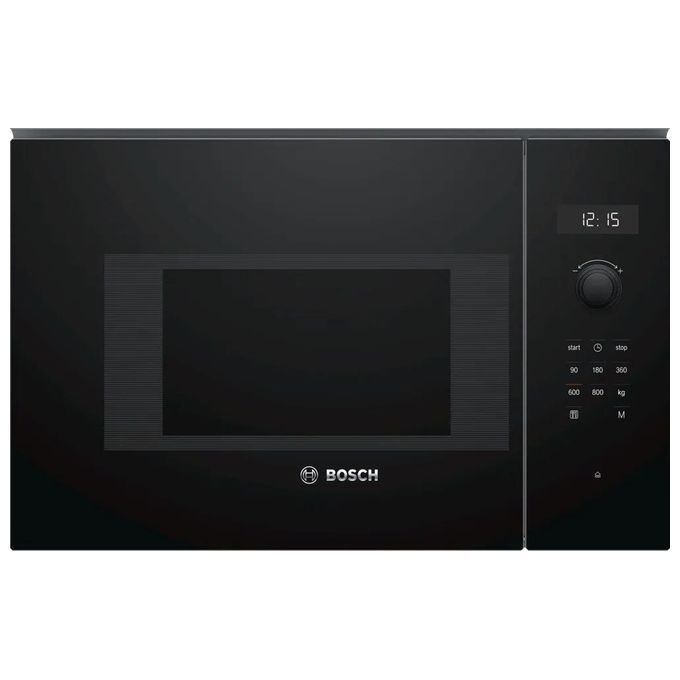 Bosch Serie 6 BFL524MB0 Microonde da incasso senza grill 20 Litri Potenza massima 800W 7 programmi automatici Illuminazione a LED Orologio elettronico con programmazione inizio e fine cottura Display LCD Bianco Nero