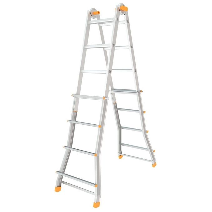 Colombo Scala PRATIC 5+5 In Acciaio-Alluminio Altezza Massima 4,6 M Gradini Zigrinati Piedini Antisdrucciolevoli