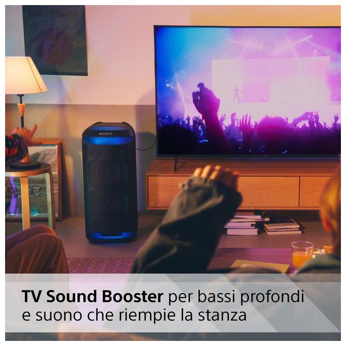 Sony SRSXV800B CEL Diffusore Portatile Wireless Party Suono 360° MEGA BASS TV Sound Booster Karaoke Luci Sincronizzate Batteria 25 Ore colore Nero