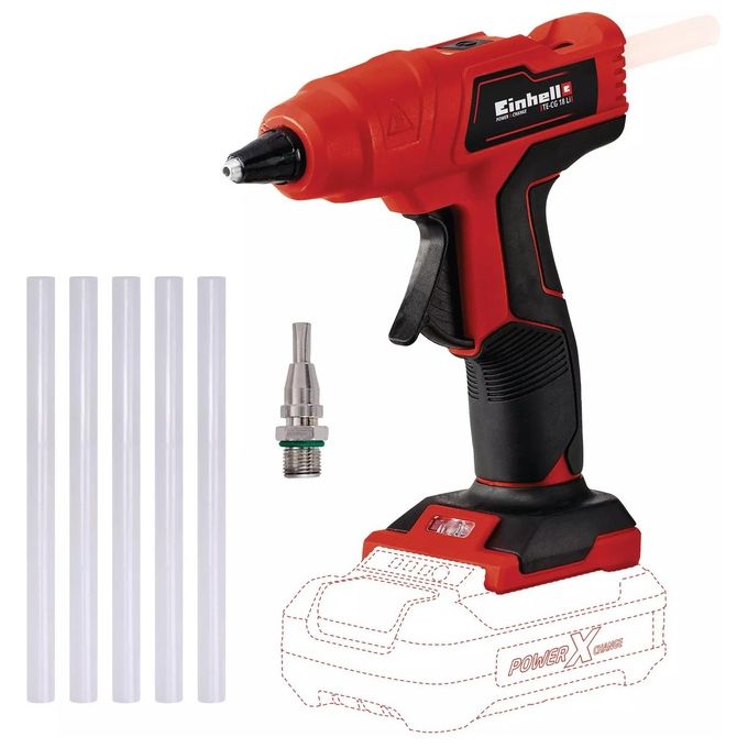 Einhell Pistola Colla A Caldo A Batteria Te-Cg 18 Li (Batteria Non Inclusa)