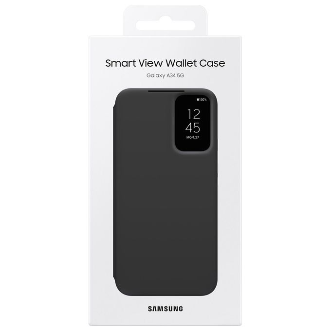Samsung EF-ZA346CBEGWW Smart View Wallet Cover Custodia Libro per Galaxy A34 5G Porta Carte Finestra Notifiche colore Nero