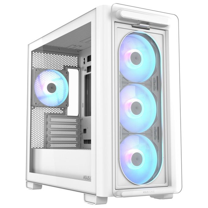 ASUS 90DC00K3-B19010 A23 PLUS TG Case per PC Micro Tower con Pannello in Vetro Temperato e Illuminazione ARGB colore Bianco