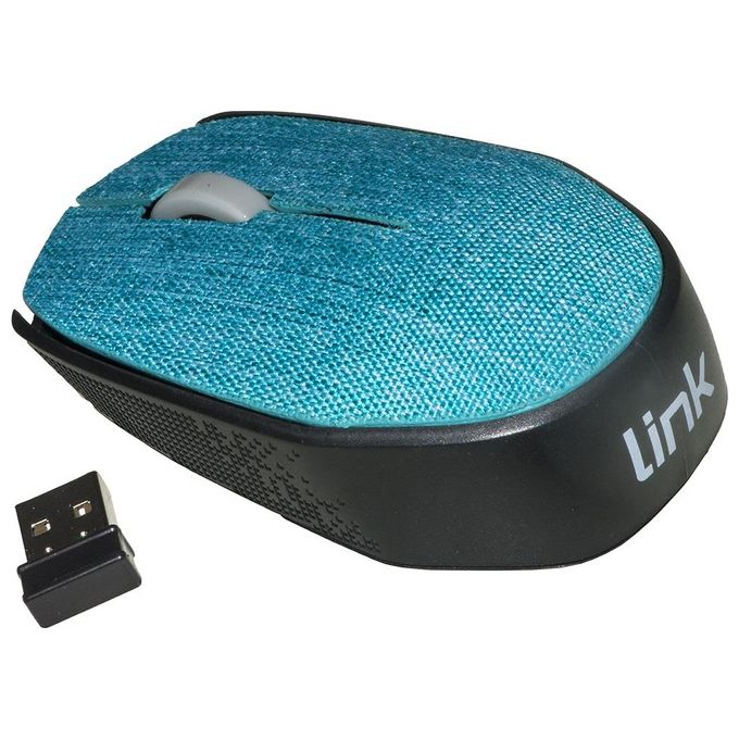 Link mouse wireless in tessuto colore azzurro con ricevitore usb 1000 dpi