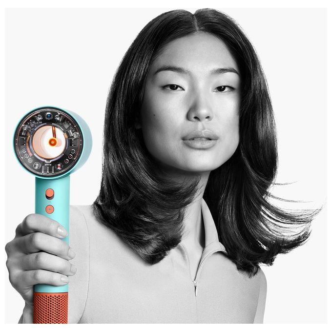 Dyson 515276-01 Supersonic Nural Asciugacapelli 1600W Motore V9 3 Velocita' 4 Temperature con Accessori colore Blu Arancione