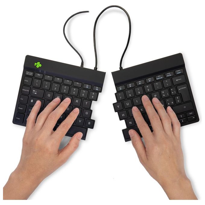 R-Go Tools RGOSP-ITWIBL R-Go Split Tastiera Ergonomica Divisa QWERTY Italiano USB Cablata Forbici Plug and Play colore Nero