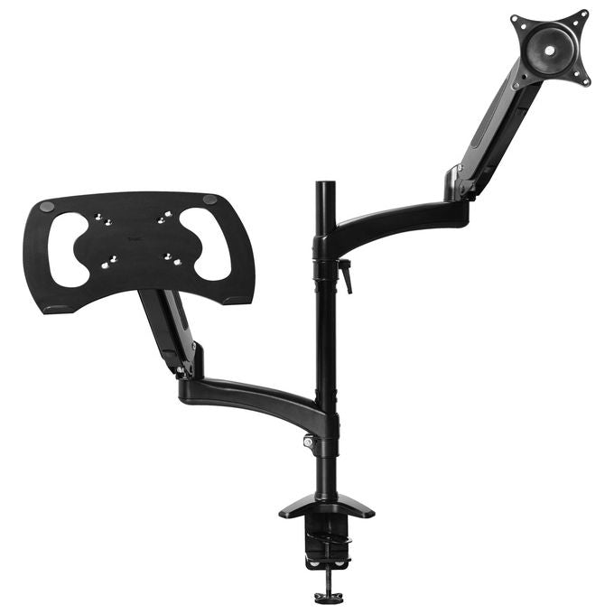 Trust 25337 Mara Braccio per Monitor e Laptop Supporto Ergonomico Doppio per Schermi fino a 32'' e Laptop fino a 17'' Vesa 75 100 Regolabile in Altezza con Molla a Gas colore Nero