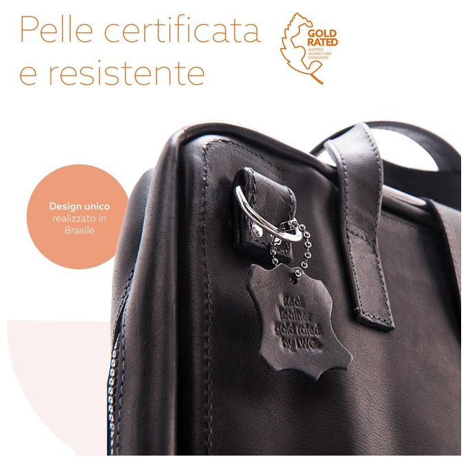 R-Go Tools RGOAVLAPBL Borsa per laptop R-Go Viva in pelle pieno fiore con supporto integrato ergonomico per laptop fino a 15.6'' colore Nero