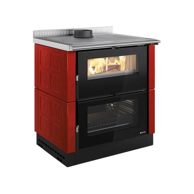 La Nordica 7016265 Verona XXL Cucina a Legna Maiolica 7 kW Classe A+ Forno 68 L 80 cm colore Bordeaux