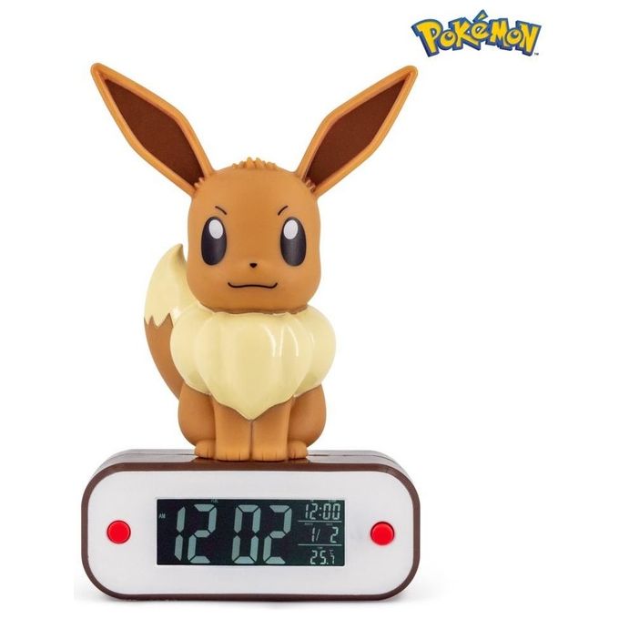 Teknofun 811370 Sveglia Lampada LED Pokemon Eevee Display LCD Digitale Ora Data Temperatura 18 cm