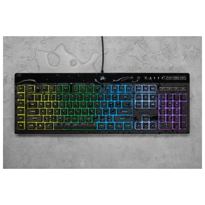 Corsair CH-9226765-IT K55 RGB PRO Tastiera Gaming a Membrana Cablata QWERTY Layout IT LED RGB 5 Zone 6 Macro Tasti IP42 colore Nero