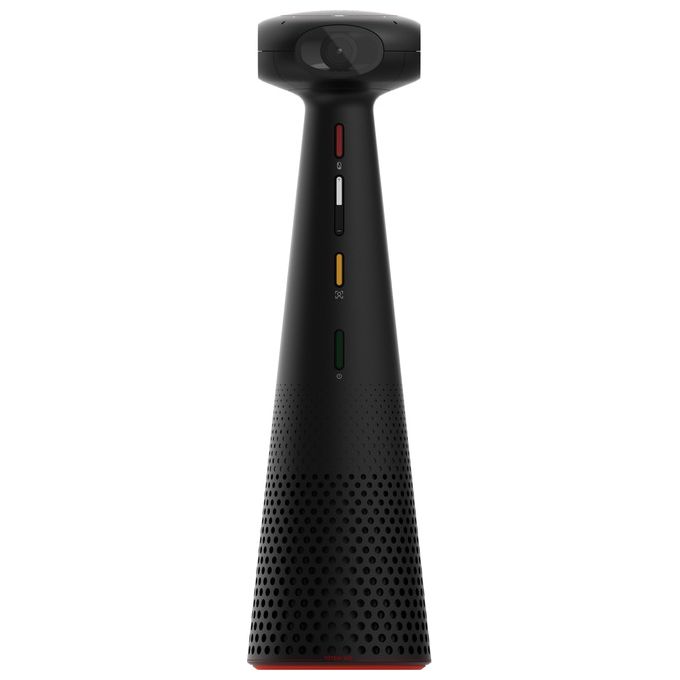 IPEVO 5-906-2-08-00 Totem 360 Telecamera per Sala Riunioni 360° 5K con AI Framing e Tracking 4 Microfoni Omnidirezionali Altoparlante 6W USB-C colore Nero