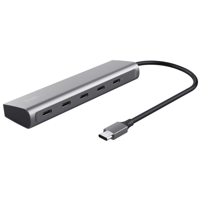 Trust Halyx 5 Porte Hub USB C 4x USB-C e Porta di Alimentazione PD 100W Argento
