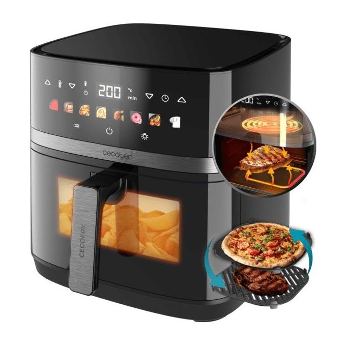 Cecotec 100501 CecofryandGrill Duoheat 8000 Friggitrice ad aria 8 L 2200W 8 Programmi Display Touch colore Nero