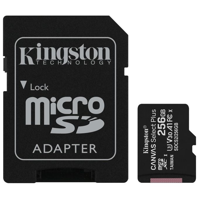 Kingston Canvas Select Plus SDCS2-256GB Scheda microSD Classe 10 con Adattatore SD Incluso, 256 GB
