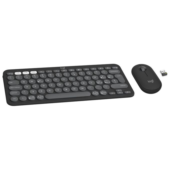 Logitech 920-012221 Pebble 2 Combo Kit Tastiera e Mouse Wireless Bluetooth Logi Bolt QWERTY Italiano Easy-Switch 3 Dispositivi colore Grafite