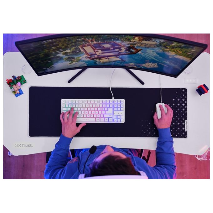 Trust GXT 709W LUMINUS Scrivania Gaming Bianco