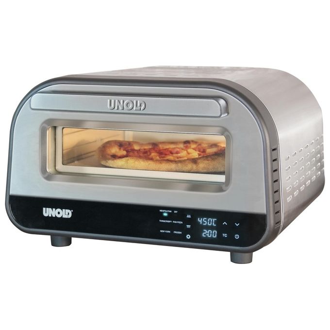 Unold 68816 Luigi Forno per Pizza elettrico 1700W pietra refrattaria cordierite 450°C controllo digitale colore Argento