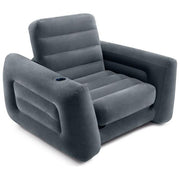 Intex 66551NP Poltrona Letto Gonfiabile 2 in 1 Effetto Velluto Porta Bicchieri 117x224x66 cm colore Grigio Scuro
