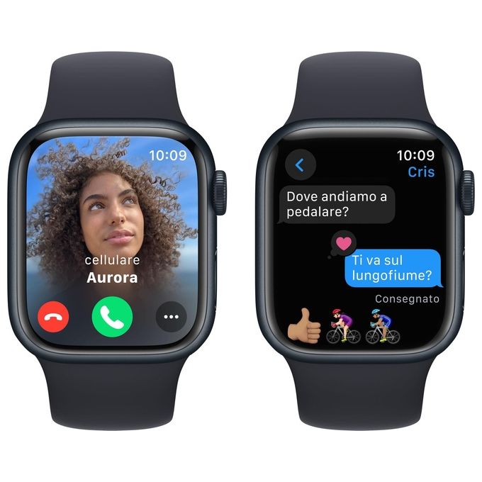 Apple MR8X3QL-A Watch Series 9 Smartwatch GPS 41mm Alluminio con Cinturino Sport M-L colore Mezzanotte