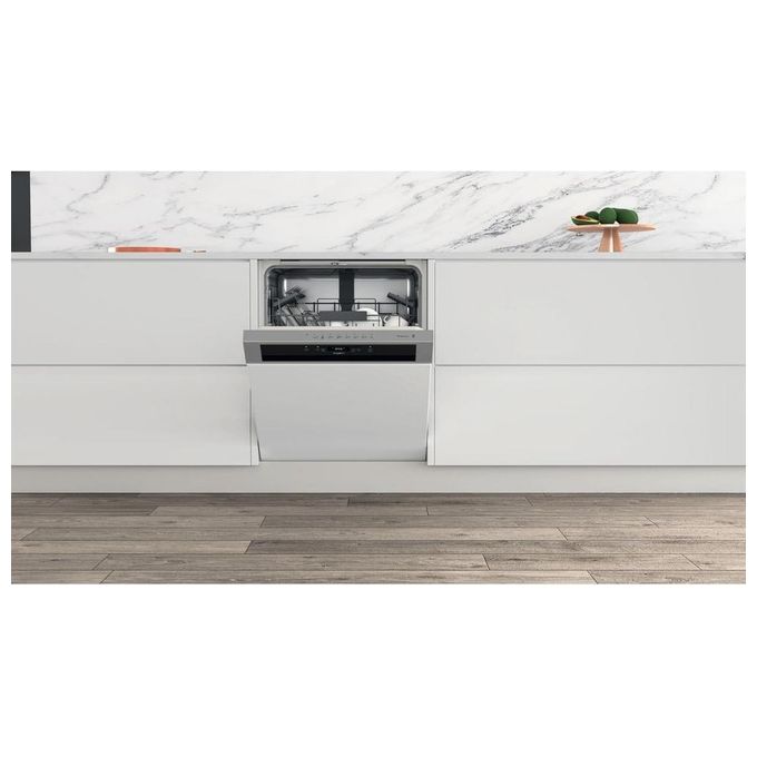 Whirlpool WB6020PX Lavastoviglie Semi Incasso 14 coperti Classe E 8 Programmi 46 dB Natural Dry 6° Senso (82x60x55 cm) colore Inox
