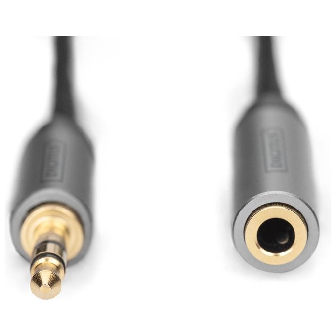 Digitus DB-510210-010-S Cavo Prolunga Audio Jack 3.5mm Maschio a Femmina 1 m Doppia Schermatura Connettori Placcati Oro colore Nero