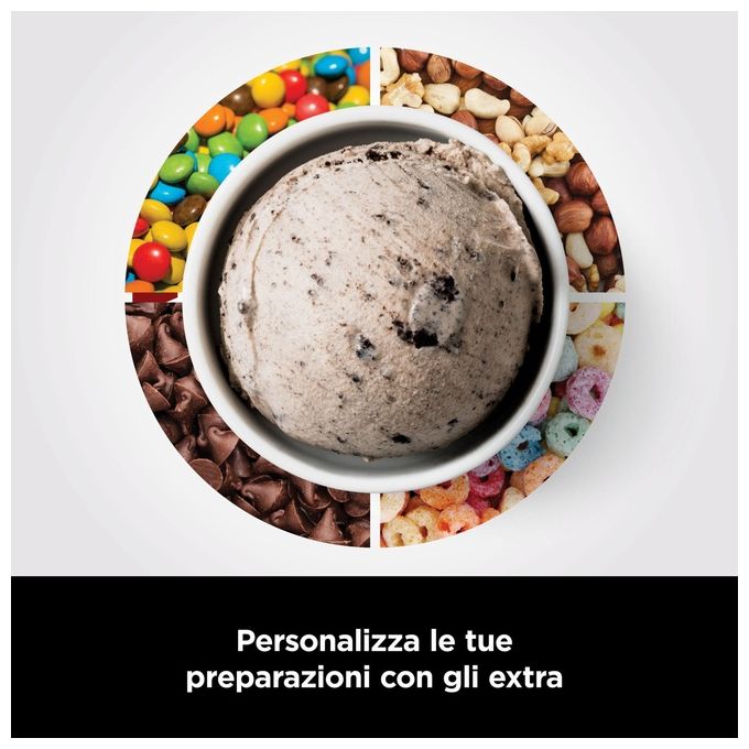 Ninja NC300EU Creami Gelatiera 1,4 L 800W 7 Programmi Gelato Sorbetto Frappe' Smoothie colore Argento Nero