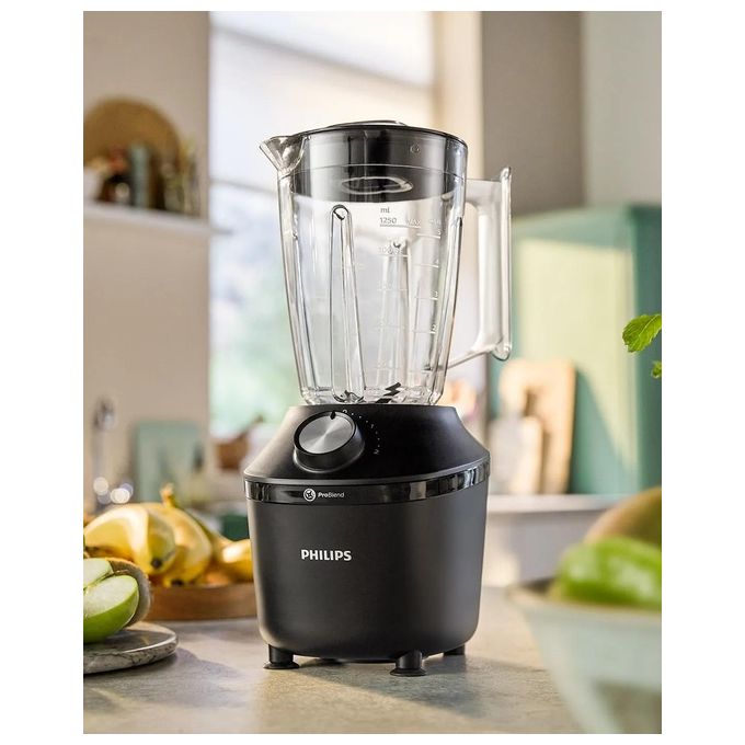 Philips HR2291-01 Serie 3000 Frullatore da tavolo ProBlend 600 W 2 L bicchiere vetro tritaghiaccio colore Nero