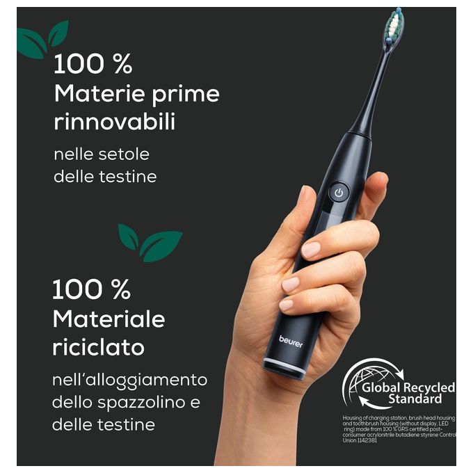Beurer 10490 SC 50 Spazzolino elettrico sonico 5 modalita' Timer 30 sec autonomia 22 giorni colore Nero