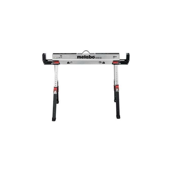 Metabo 626990000 MAB 82 Cavalletti da Lavoro Regolabili in Altezza con Supporti Laterali 590 kg per Singolo Cavalletto colore Nero Metallico