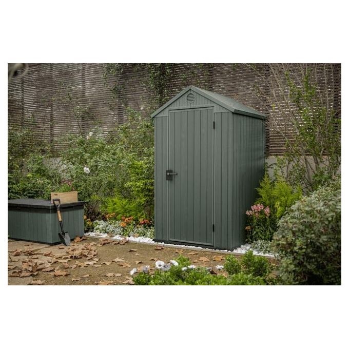 Keter 259037 Casetta da Giardino Capannone Metallico EVOTECH+ Effetto Legno Resistente agli Agenti Atmosferici 75 Kg-m² colore Verde