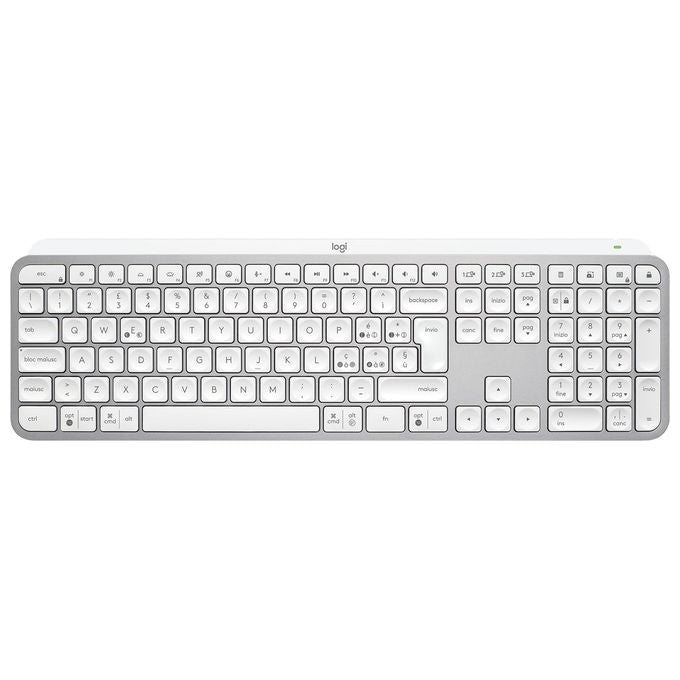 Logitech mx keys s tastiera wireless qwerty retroilluminata alluminio e bianco italiano