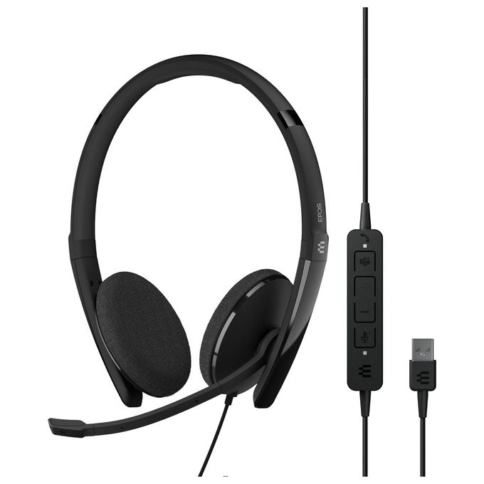 EPOS 1000901 ADAPT 160T USB II Auricolare Cablato USB Tipo A Certificato Microsoft Teams Microfono con Cancellazione del Rumore colore Nero