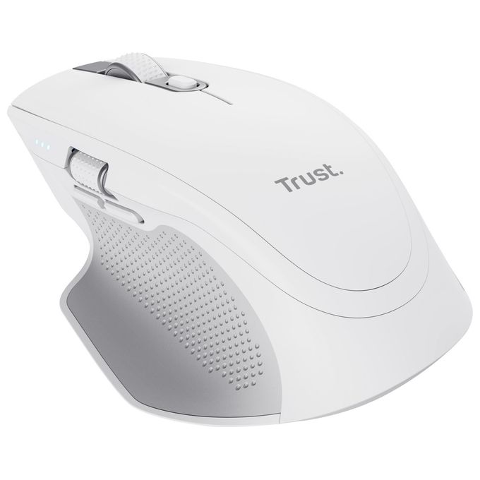 Trust 24935 Ozaa+ Mouse Ufficio Wireless 2.4 GHz + Bluetooth 3200 DPI 6 Pulsanti Silenziosi Scrolling Orizzontale Ricaricabile colore Bianco