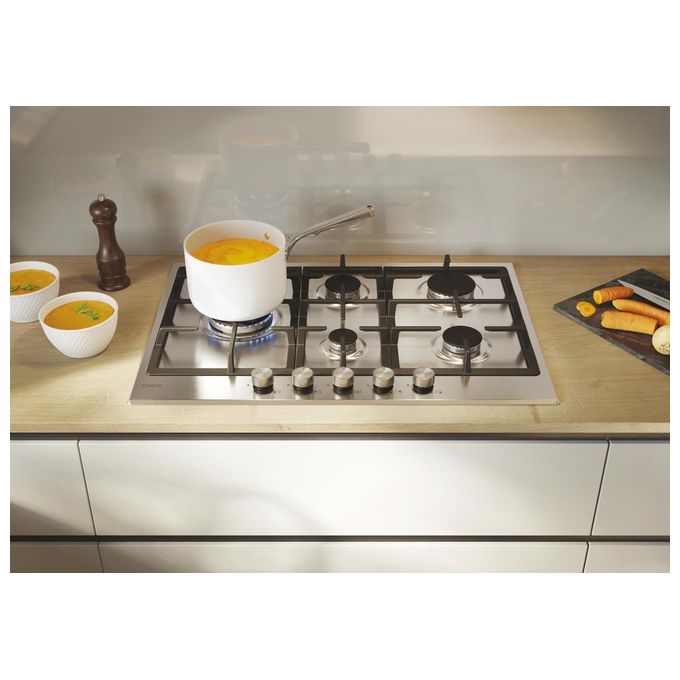 Candy CHG7WL4WTX Piano cottura Gas 74.5 cm 5 fuochi Doppia corona Accensione elettronica colore Acciaio inox