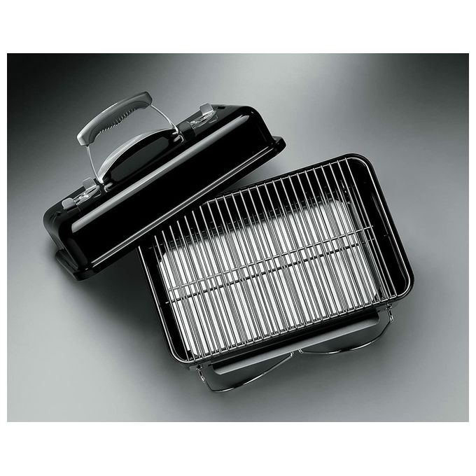 Weber 1131004 Go-Anywhere Barbecue a Carbone Portatile Griglia 42x26 cm con Sistema Tuck-N-Carry colore Nero