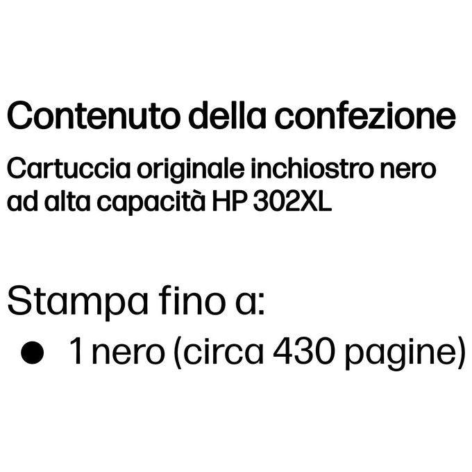 HP 302XL Nero Cartuccia Originale Getto di Inchiostro alta capacita'