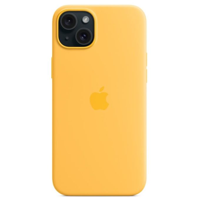 Apple MWNF3ZM-A Custodia MagSafe in Silicone Compatibile con iPhone 15 Plus Ricarica Wireless colore Giallo caldo